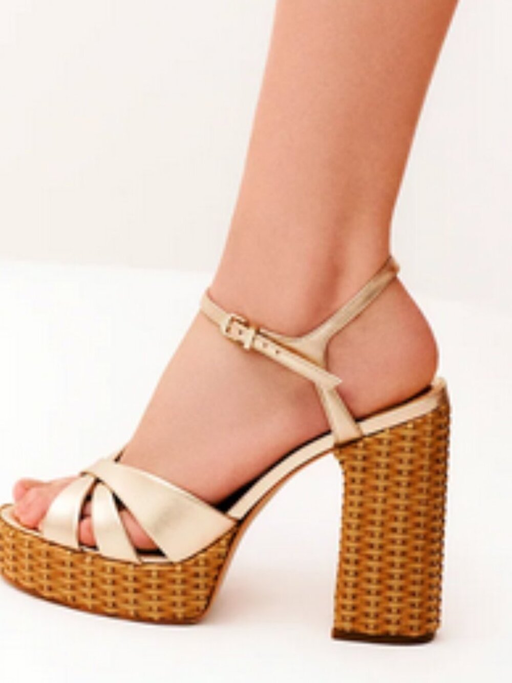 SCHUTZ Keefa Metallic Gold Woven Platform Sandals. Sz: 8.5 - Picture 2 of 13